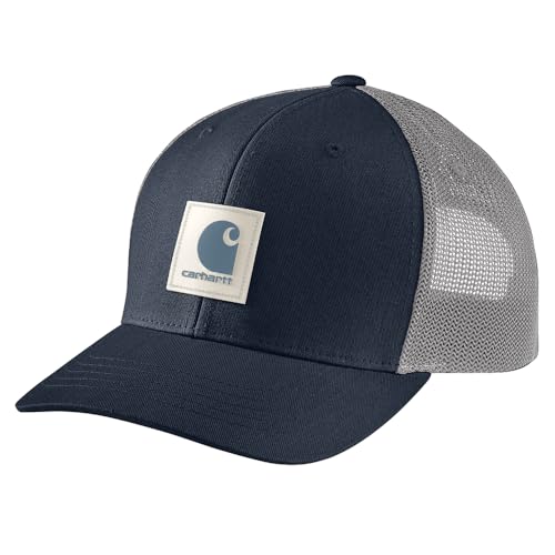 Carhartt Men's Rugged Flex Twill Mesh-Back Logo Patch Cap - color: Navy