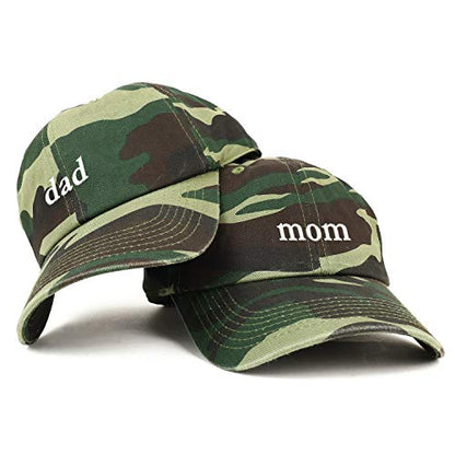 Trendy Apparel Shop Mom and Dad Soft Cotton Couple 2 Pc Cap Set - color: Camo Camo