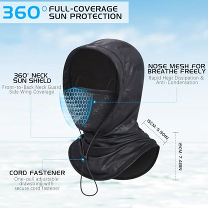 GXCROR Cooling Breathable Balaclava Face Mask Sun UV Protection Hood Shiesty Mask for Cycling Fishing Running - color: Black Camo+light Gray