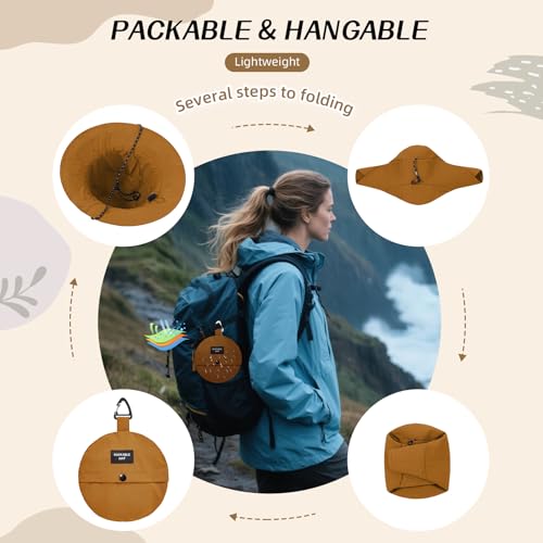 Durio Waterproof Bucket Hats for Woman UPF 50+ Sun Hat - color: Dark Mustard