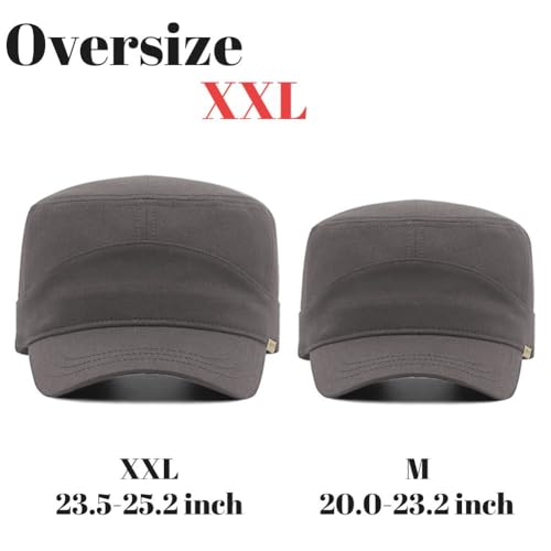 FASHIXD Army XXL Hat Military Cap Plus Size Hats for Men Short Bill Hat Cadet Cap - color: Grey, size: XX-Large