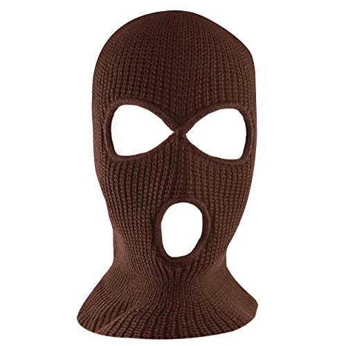 Super Z Outlet Knit Sew Acrylic Outdoor Full Face Cover Thermal Ski Mask One Size Fits Most - color: Brown