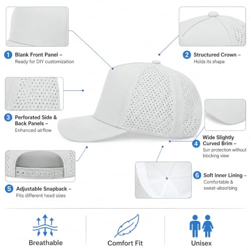 5 Panel Baseball Cap Quick Dry Mesh Snapback Hat for Women Men - color: Lightgrey
