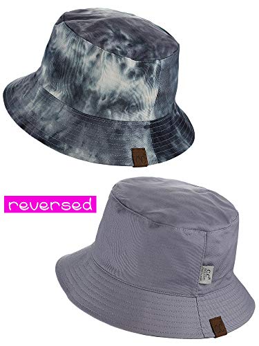 C.C Unisex 100% Cotton Packable Reversible Tie Dye Bucket Sun Hat - color: Black/Grey