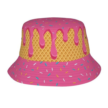 Bucket Hat for Men Women Packable Sun Hats Fisherman Outdoor Summer Travel Hiking Beach Caps - color: Ice Cream