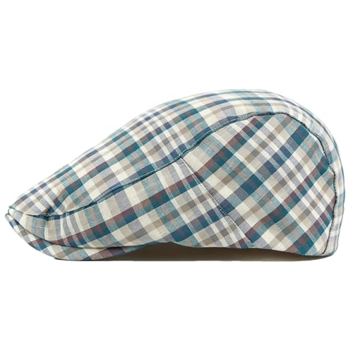 Mens Plaid Newsboy Flat Cap Ivy Gatsby Driving Hunting Cabbie Hat - color: Blue-plaid D