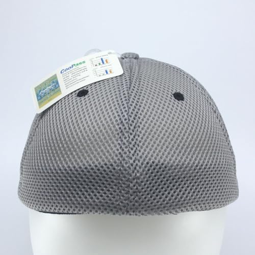 Cotton with Stretchable Polyester Air Mesh Back Flex Six Panel Baseball Cap - color: S/M, Gray/Gray/Black, size: Small