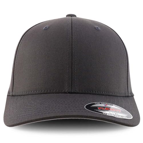 Armycrew 6 Panel Structured Stretch Fitted Baseball Cap from SM to 3XL - color: Charcoal, size: Large-X-Large