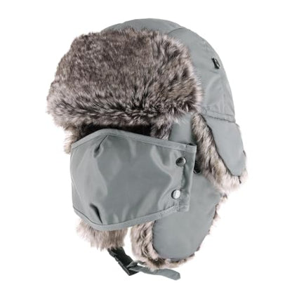 Waterproof Winter Trapper Ushanka Hat Ear Flap Chin Strap, Russian Style - color: Arctic (Light Grey)