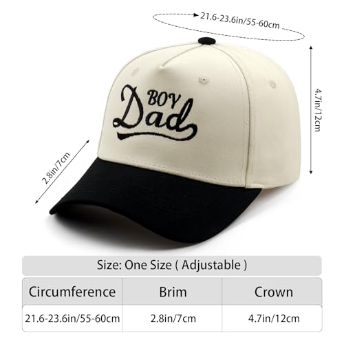 Embroidered Baseball Cap, Cotton Dad Hat, Fun & Heartfelt Stitching, Adjustable Casual Outdoor Hat for Men Women - color: Boy Dad - Black/Beige
