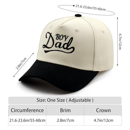 Embroidered Baseball Cap, Cotton Dad Hat, Fun & Heartfelt Stitching, Adjustable Casual Outdoor Hat for Men Women - color: Boy Dad - Black/Beige