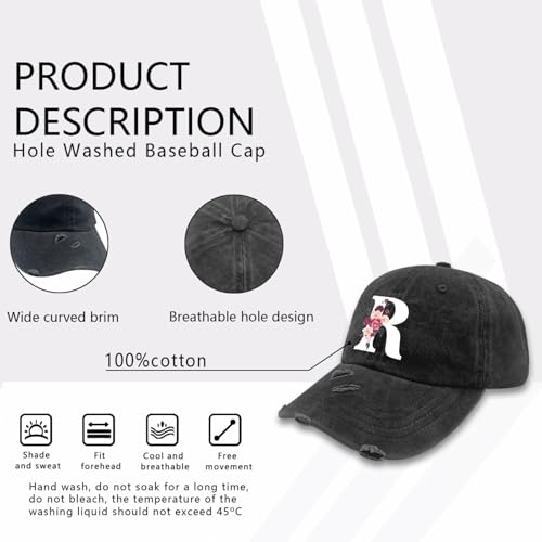 Custom Initial Letter Baseball Cap for Women, Personalized A-Z Monogram Washed Distressed Hat for Mom Gift - color: Classic Alphabetes A-z Cute Letter Caps Cute Baseball Hat 18