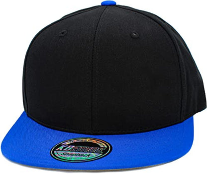 KBETHOS Classic Snapback Hat Blank Cap Underbrim Cotton Wool Blend Flat Visor Adjustable Unisex - color: Black Royal