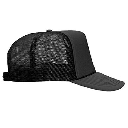 OTTO Polyester Foam Front 5 Panel High Crown Mesh Back Trucker Hat - color: Black
