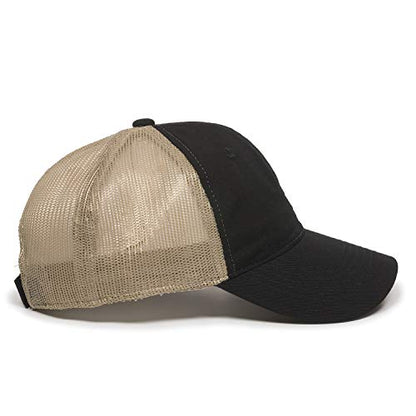 Outdoor Cap Garment Washed Meshback Cap - color: Black/Tan