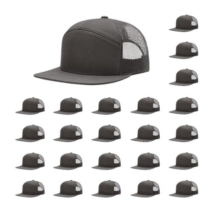 Richardson 168 Hi-Pro 7 Panel Adjustable Snapback Trucker Mesh Back Cap - color: Charcoal
