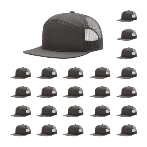 Richardson 168 Hi-Pro 7 Panel Adjustable Snapback Trucker Mesh Back Cap - color: Charcoal