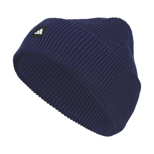 adidas Men's Premium Cuff Fold Beanie - color: Dark Blue/Black/White