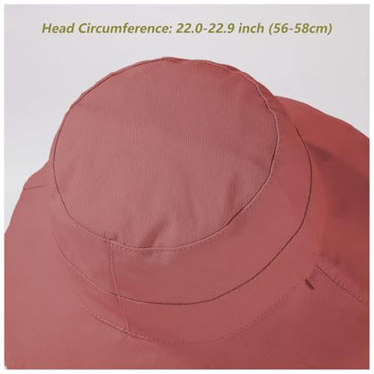 vidsel Womens Sun Hats Wide Brim Reversible Bucket Cotton Hat with Hat Clip - color: Red, size: Medium