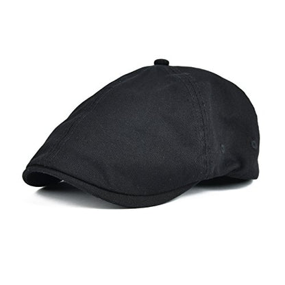 VOBOOM Cotton Washing Flat Cap Cabbie Hat Gatsby Ivy Irish Hunting Newsboy - color: Black