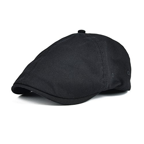 VOBOOM Cotton Washing Flat Cap Cabbie Hat Gatsby Ivy Irish Hunting Newsboy - color: Black