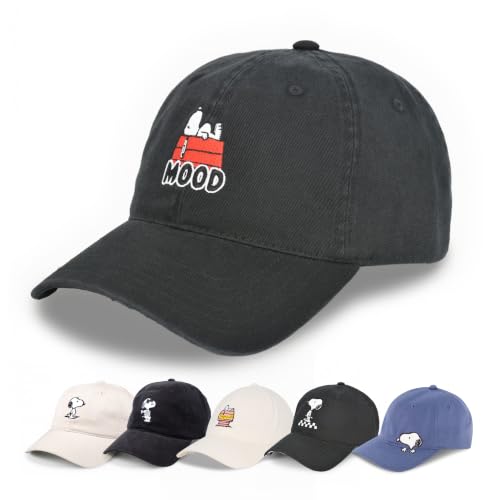 Concept One Unisex Adult Peanuts Snoopy Dad Hat, Adult Cotton Adjustable Baseball Cap with Curved Brim - color: Mood