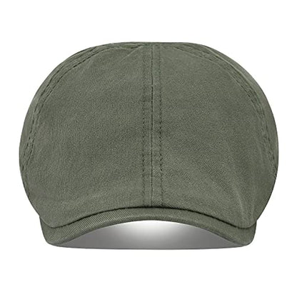 VOBOOM Cotton Flat Cabbie Hat Gatsby Ivy Irish Hunting Newsboy Cap - color: Army Green
