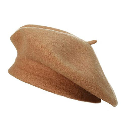 ZLYC Wool French Beret Hat Solid Color Classic Artist Cap for Women - color: Camel