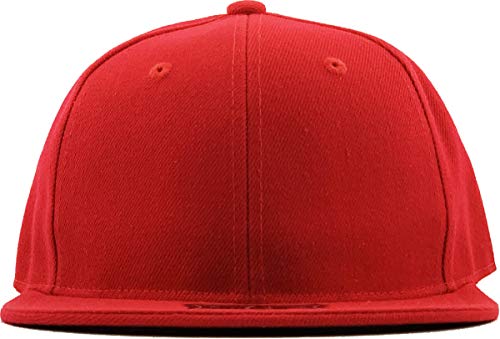 KBETHOS® Original 6 Panel Flat Brim True-Fit Fitted Cap - color: Red, size: 7 1/2