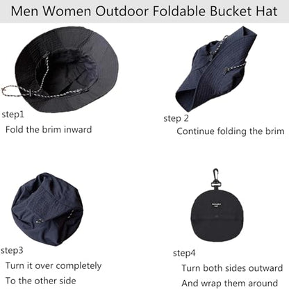 Outdoor Bucket Packable Sun Hat with Detachable Chin Strap for Women and Men, Quick Dry Waterproof UV Protection Sun Hat - color: Khaki