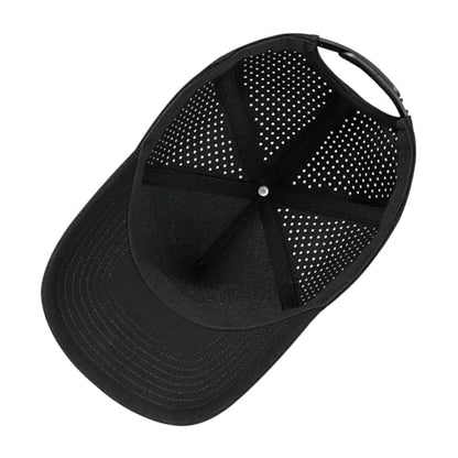 BOTVELA Men Adjustable Snapback Laser Cut Mesh Baseball Cap - color: Black
