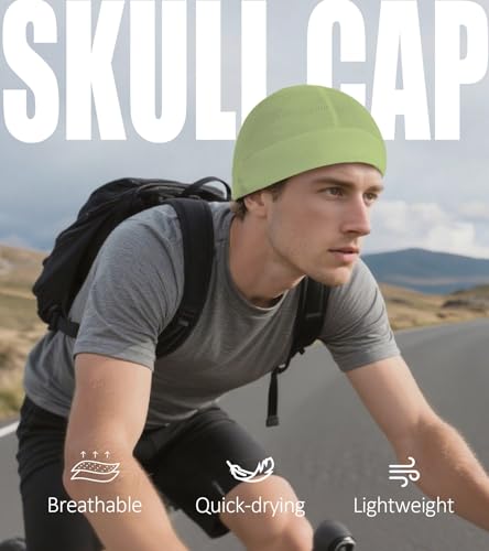 Skull Cap Helmet Liner for Men Women Cooling Hat Running Beanie - color: Set G-mint Green,white,grass Green