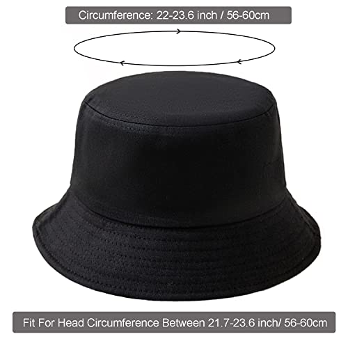 12Pieces Cotton Bucket Hat for Women Men Adult Summer Plain Fishing Bucket Cap - color: Black