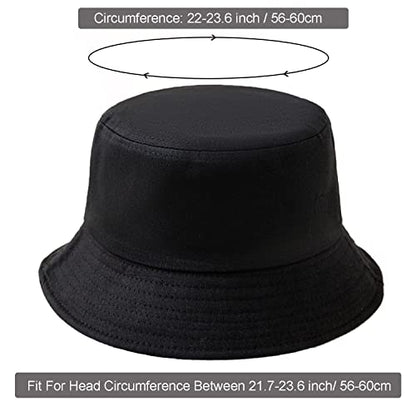 12Pieces Cotton Bucket Hat for Women Men Adult Summer Plain Fishing Bucket Cap - color: Black