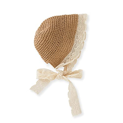 pureborn Baby Toddler Girls Straw Sun Hat Summer Beach Hat - color: Khaki-a, size: 6-24 Months