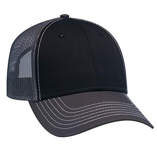 OTTO 6 Panel Low Profile Contrast Vertical Mesh Back Cap - color: Ch.gry/Blk/Ch.gry