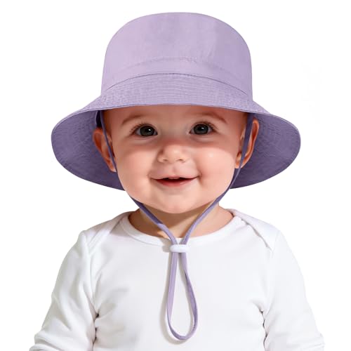 Zando UPF 50+ Baby Girl Boy Sun Hat Toddler Bucket Hat for Summer Beach - color: Purple, size: 12-24 Months