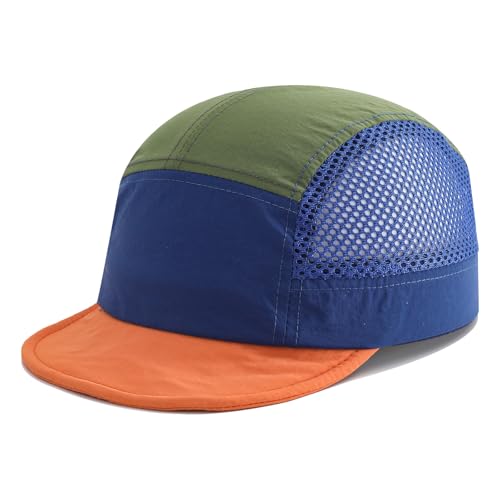 Soft Short Brim Hats Mens 5 Panel Baseball Cap Mesh Breathable Dad Hat Multi Color Running Hats Quick Dry Sports Cap - color: Mg-wcwmdym2536-blue