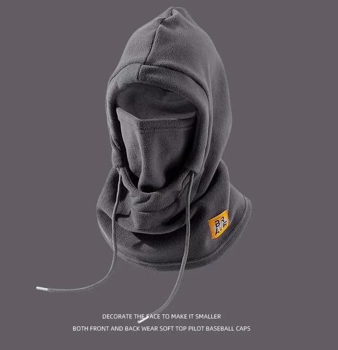 Winter Fleece Ski Mask for Men Women Balaclava Face Mask Windproof Thermal Hood Winter Full Face Neck Cover Warmer - color: Grey