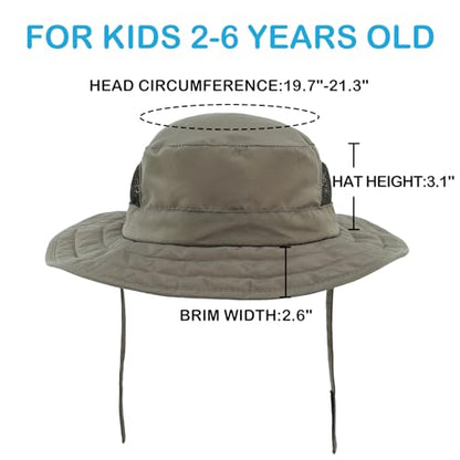 Connectyle Kids Sun Hat for Boys Girls Wide Brim Bucket Hat UPF 50+ Sun Protection Hat Breathable Summer Beach Hat - color: Army Green