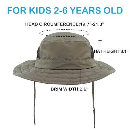Connectyle Kids Sun Hat for Boys Girls Wide Brim Bucket Hat UPF 50+ Sun Protection Hat Breathable Summer Beach Hat - color: Army Green
