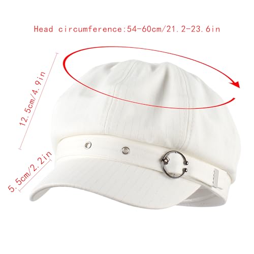 Women Cotton Blend Newsboy Cap Cabbie Paperboy Painter Visor Hat - color: White