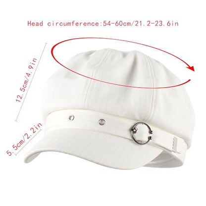 Women Cotton Blend Newsboy Cap Cabbie Paperboy Painter Visor Hat - color: White