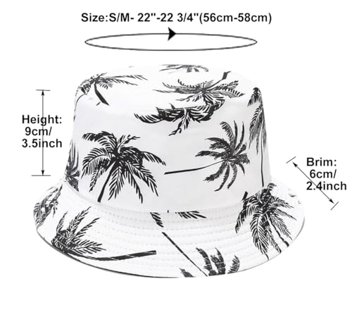 Quanhaigou Bucket Hats Unisex Summer Travel Beach Fisherman Cap for Men Women Teens - color: Black White Tree