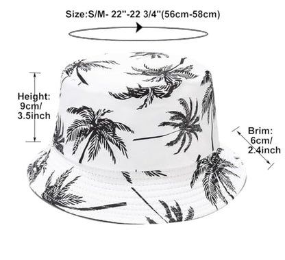 Quanhaigou Bucket Hats Unisex Summer Travel Beach Fisherman Cap for Men Women Teens - color: Black White Tree