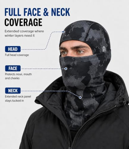 Balaclava Ski Mask, Warm Fleece Face Cover for Winter Cycling - color: Black Camouflage