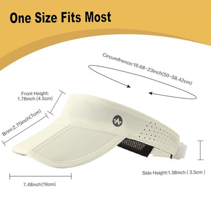 WANDER Sports Sun Visor Hat Mesh Foldable Brim for Men Women Running - color: Beige
