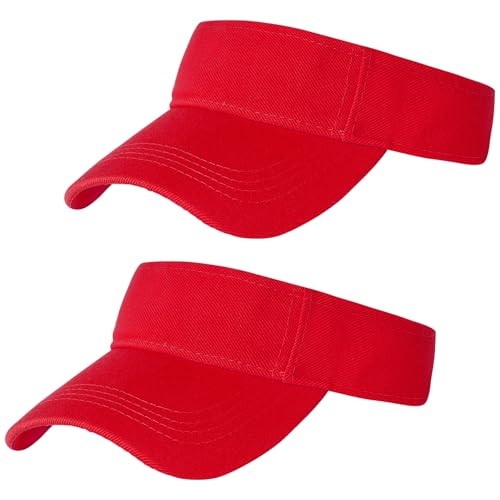 Rbenxia 2 Pieces of Adjustable Sport Visors Sun Visor Hats Cap Visors for Women and Men - color: Red