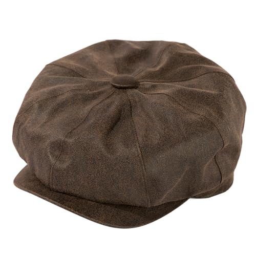 TOP-EX Waterproof 8-Panel Faux Leather Newsboy Flat Cap for Men, Adjustable - color: Coffee (Waterproof Faux Leather), size: Large-X-Large