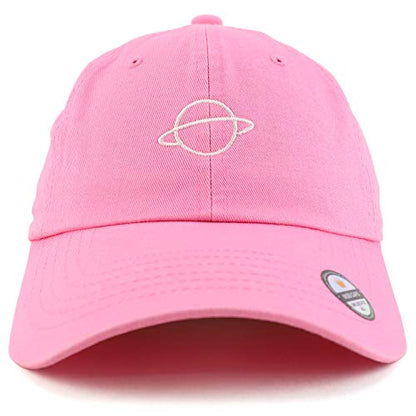 Trendy Apparel Shop Planet Embroidered Low Profile Soft Cotton Dad Hat Cap - color: Pink